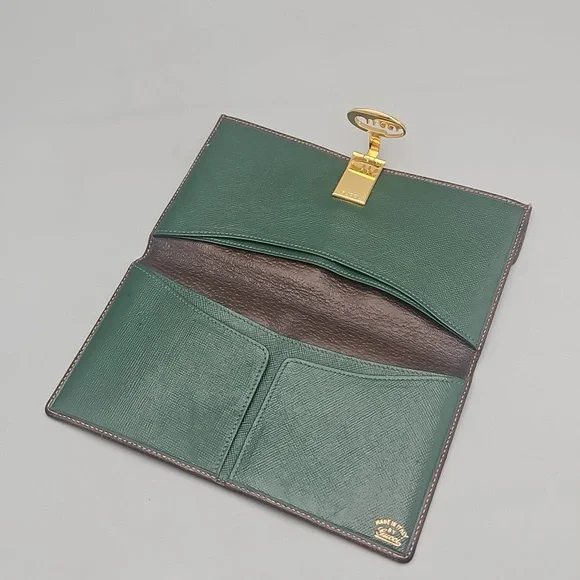GUCCI - Old Gucci Bifold Long Wallet in Brown & Tan - Vintage Monogram Logo - Picture 10 of 16